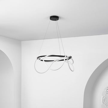 Lisette 25" Contemporary Minimalist 360 Adjustable Silicone Neon Rope Dimmable Integrated LED Chandelier - JONATHAN Y
